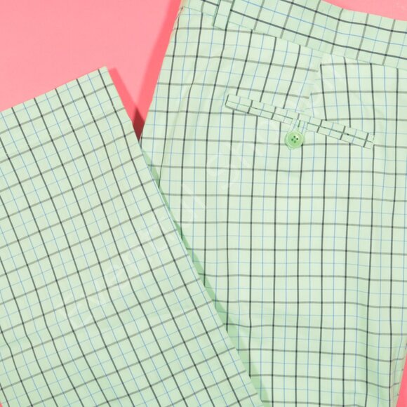 Ralph Lauren Mens 35 Mint Green RLX Golf Pants Tattersall Check Flat Front New